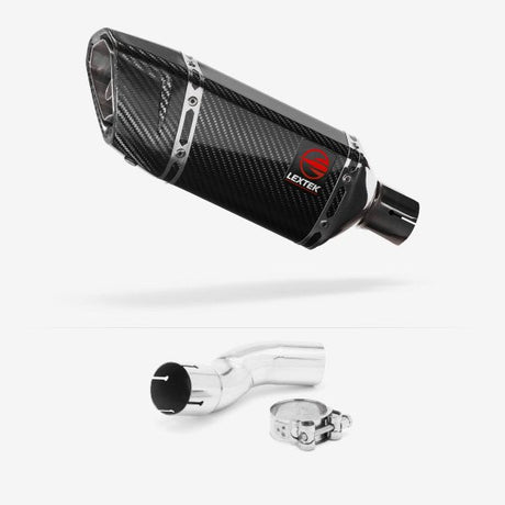 Lextek SP11C Gloss Carbon Fibre Exhaust 200mm with Link Pipe for Kawasaki Z H2 (20-23)