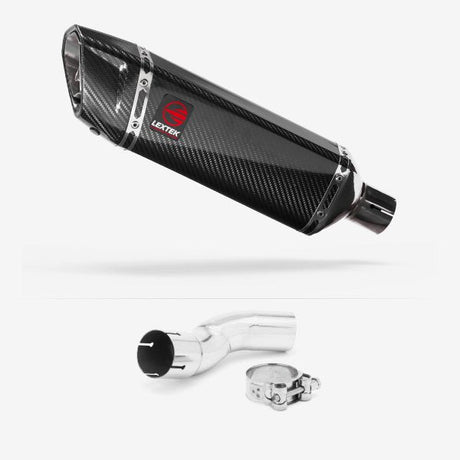 Lextek SP9C Gloss Carbon Fibre Exhaust 300mm with Link Pipe for Kawasaki Z H2 (20-23)