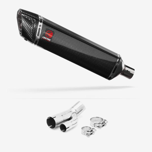 Lextek SP7C Gloss Carbon Fibre Exhaust 400mm with Link Pipe for BMW S1000R 2017-2020
