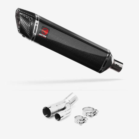 Lextek SP7C Gloss Carbon Fibre Exhaust 400mm with Link Pipe for BMW S1000R 2017-2020