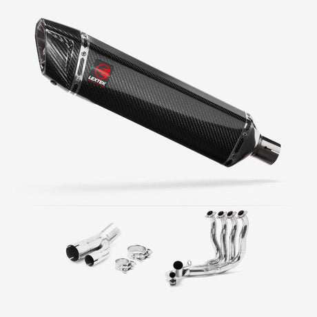 Lextek SP7C Gloss Carbon Fibre Exhaust System 400mm for BMW S1000R 2017-2020