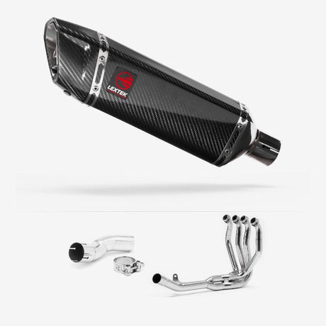 Lextek SP9C Gloss Carbon Fibre Exhaust System 300mm for Kawasaki Z H2 (20-23)