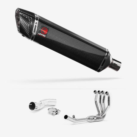 Lextek SP7C Gloss Carbon Fibre Exhaust System 400mm for Kawasaki Z H2 (20-23)