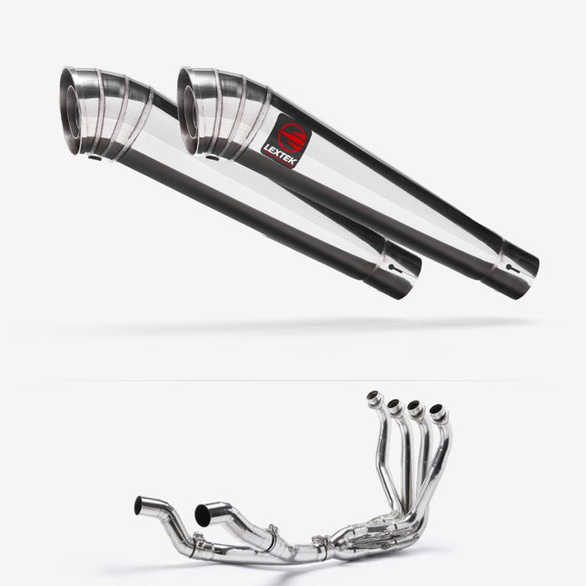 Lextek Polished Stainless Steel MP4 300mm Twin Exhaust System for Kawasaki Ninja 1000SX 20-