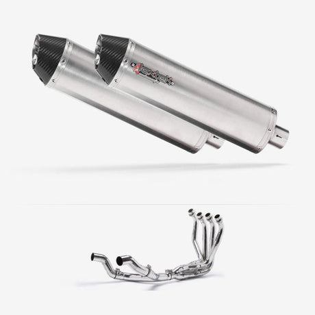 Lextek RP1 Gloss S/Steel Oval Twin Exhaust System 400mm Twin for Kawasaki Ninja 1000SX 20-