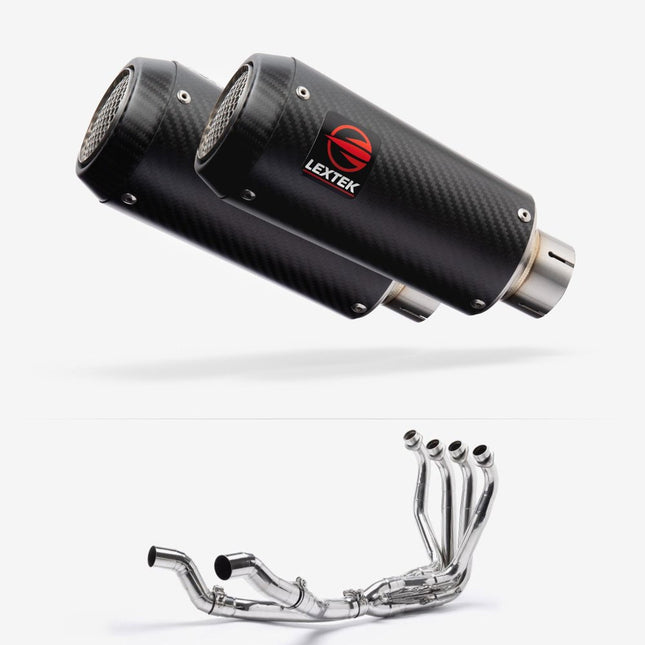 Lextek Carbon Fibre CP9C 180mm Twin Exhaust System for Kawasaki Ninja 1000SX 20-