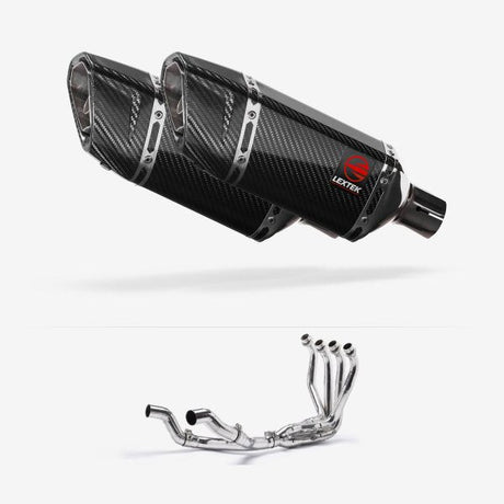 Lextek SP11C Gloss Carbon Fibre Twin Exhaust System 200mm for Kawasaki Ninja 1000SX 20-
