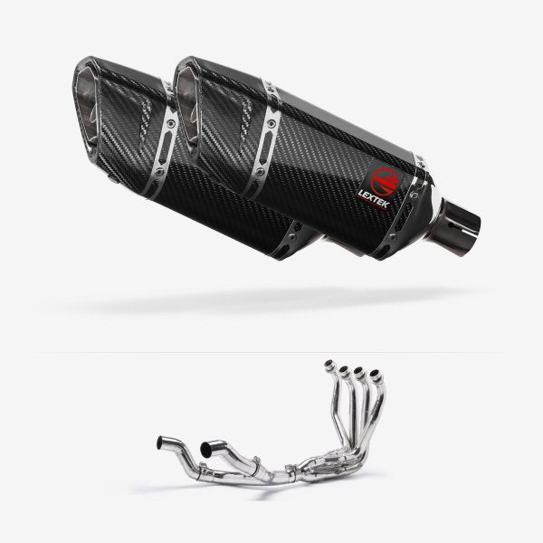 Lextek SP11C Gloss Carbon Fibre Twin Exhaust System 200mm for Kawasaki Ninja 1000SX 20-