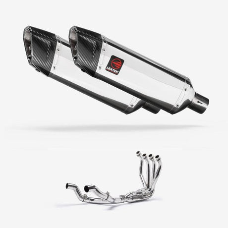 Lextek SP4 Polished Stainless Steel Twin Exhaust System 300mm for Kawasaki Ninja 1000SX 20-