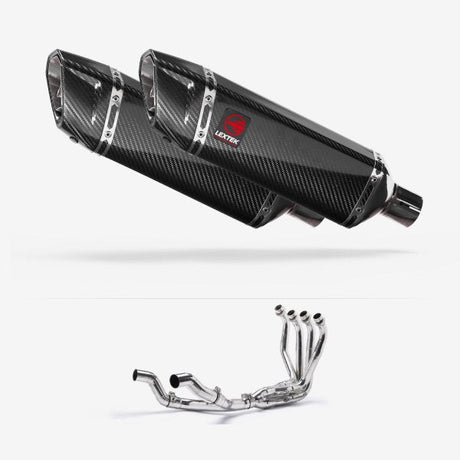 Lextek SP9C Gloss Carbon Fibre Twin Exhaust System 300mm for Kawasaki Ninja 1000SX 20-