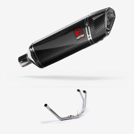 Lextek SP9C Gloss Carbon Fibre Exhaust System 300mm for Honda CB500 (93-03)