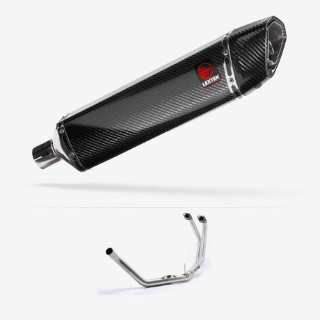 Lextek SP7C Gloss Carbon Fibre Exhaust System 400mm for Honda CB500 (93-03)
