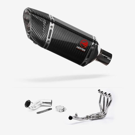 Lextek SP11C Gloss Carbon Fibre Exhaust System 200mm for Kawasaki Ninja 1000SX (20- )