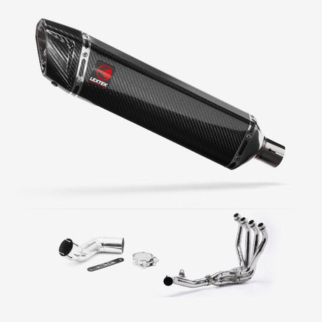 Lextek SP7C Gloss Carbon Fibre Exhaust System 400mm for Kawasaki Ninja 1000SX (20- )