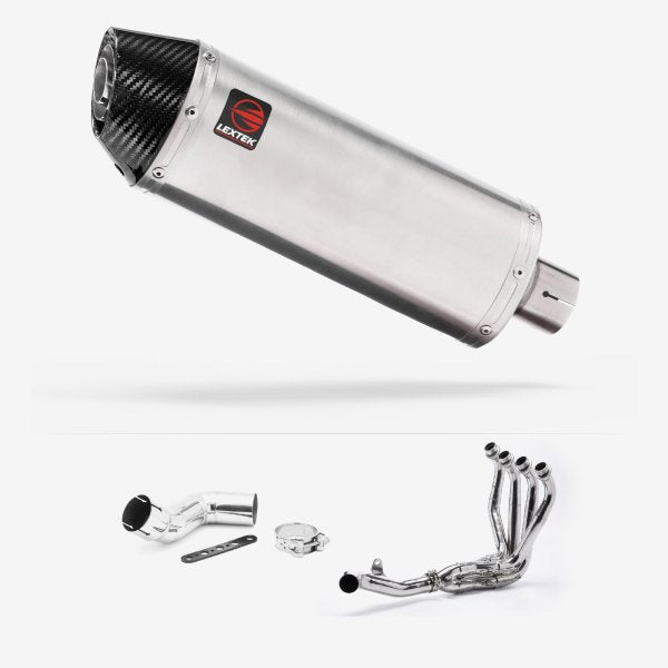 Lextek RP2 Gloss S/Steel Oval Exhaust System 300mm for Kawasaki Ninja 1000SX (20- )