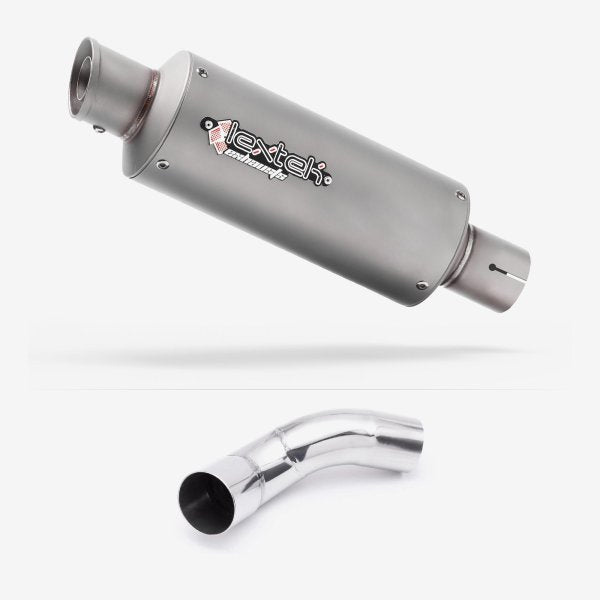 Lextek GP1 Matt S/Steel GP Stubby Exhaust 240mm with Link Pipe for Kawasaki Z900 (20-23)