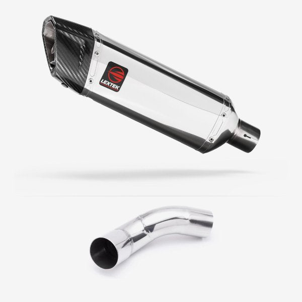Lextek SP4 Polished Stainless Steel Exhaust 300mm with Link Pipe for Kawasaki Z900 (20-23)