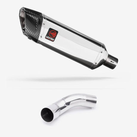Lextek SP4 Polished Stainless Steel Exhaust 300mm with Link Pipe for Kawasaki Z900 (20-23)