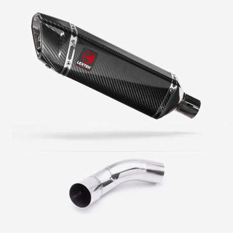 Lextek SP9C Gloss Carbon Fibre Exhaust 300mm with Link Pipe for Kawasaki Z900 (20-23)