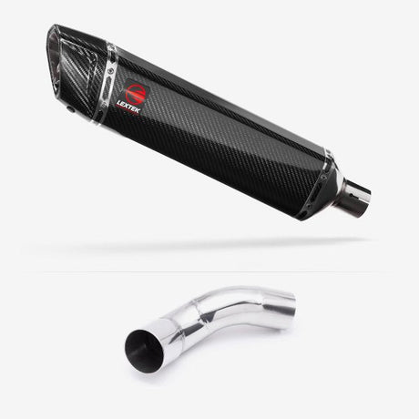 Lextek SP7C Gloss Carbon Fibre Exhaust 400mm with Link Pipe for Kawasaki Z900 (20-23)
