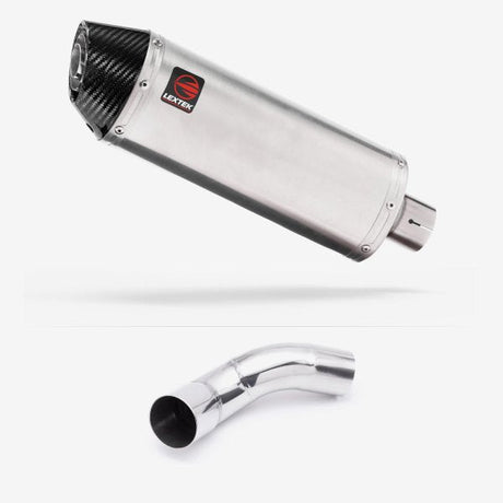 Lextek RP2 Gloss S/Steel Oval Exhaust 300mm with Link Pipe for Kawasaki Z900 (20-23)