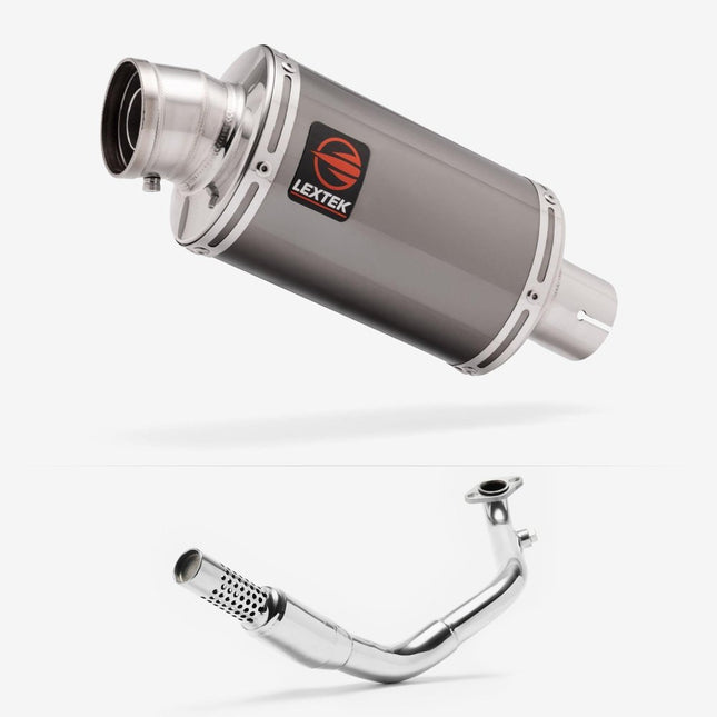 Lextek Smoked Stainless Steel OP15 200mm Exhaust System for Lexmoto Enigma 125