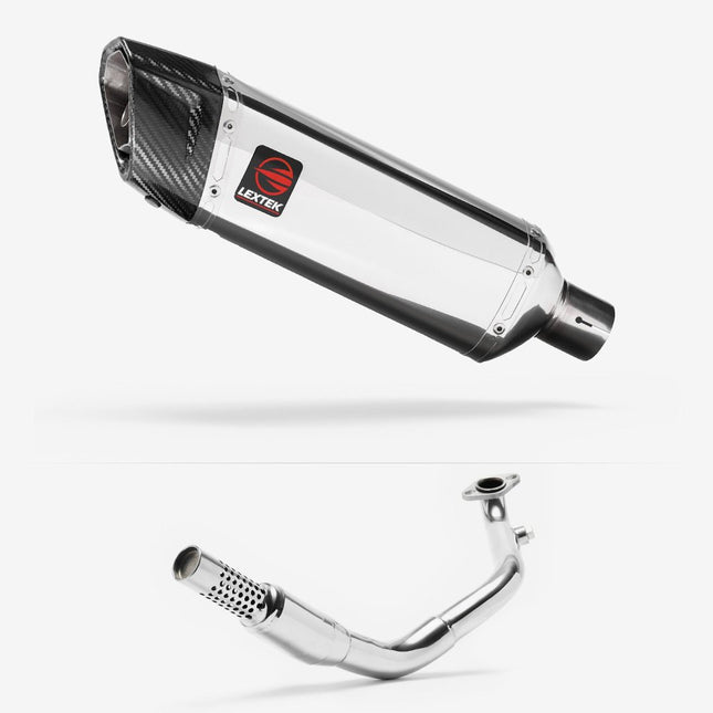 Lextek Polished Stainless Steel SP4 300mm Exhaust System for Lexmoto Enigma 125