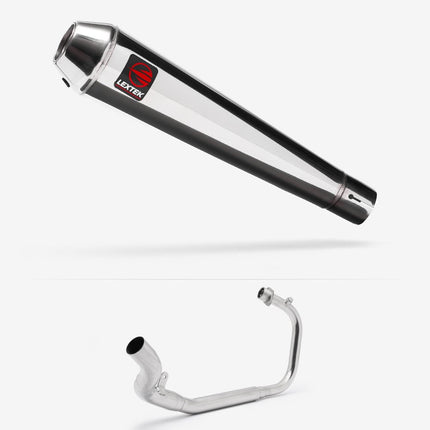 Lextek Polished Stainless Steel AC1 350mm Exhaust System for Lexmoto LXR 125