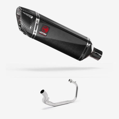 Lextek SP9C Gloss Carbon Fibre Exhaust System 300mm for Lexmoto LXR 125