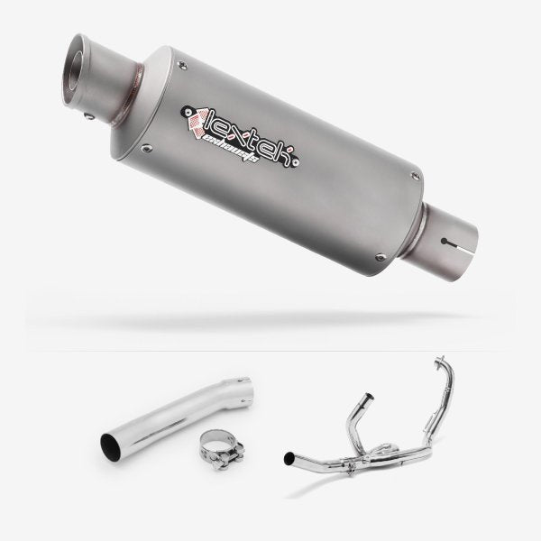 Lextek GP1 Matt S/Steel GP Stubby Exhaust System 240mm for Suzuki SV650 (99-02)