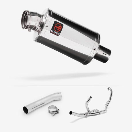 Lextek OP4 Polished S/Steel Exhaust System 200mm for Suzuki SV650 (99-02)