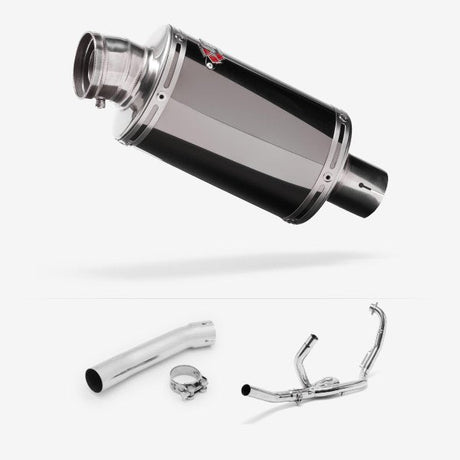 Lextek OP15 Dark Tint Stainless Exhaust System 200mm for Suzuki SV650 (99-02)