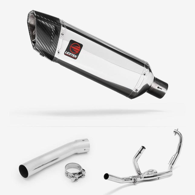 Lextek Polished Stainless Steel SP4 300mm Exhaust System for Suzuki SV650 (99-02)