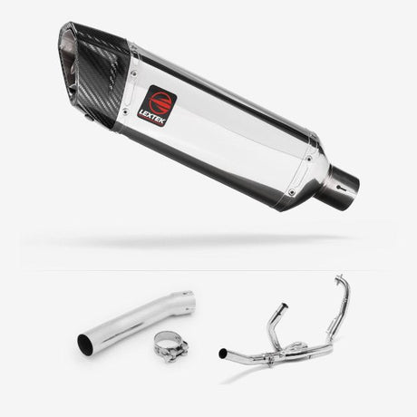 Lextek SP4 Polished Stainless Steel Exhaust System 300mm for Suzuki SV650 (99-02)