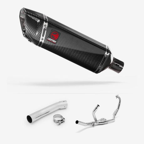 Lextek SP9C Gloss Carbon Fibre Exhaust System 300mm for Suzuki SV650 (99-02)
