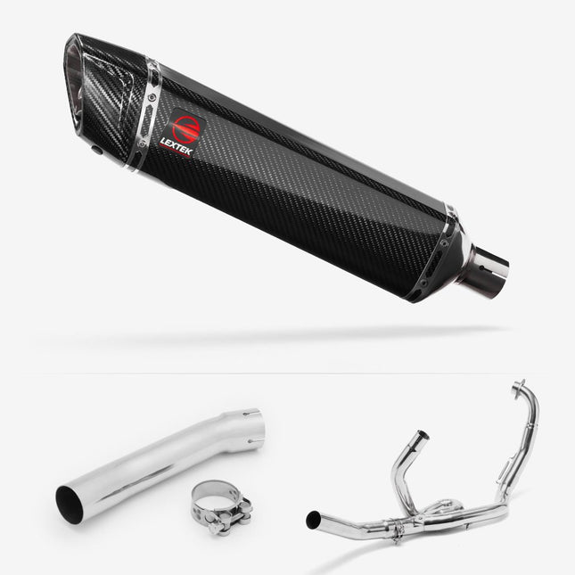 Lextek Carbon Fibre SP7C 400mm Exhaust System for Suzuki SV650 (99-02)