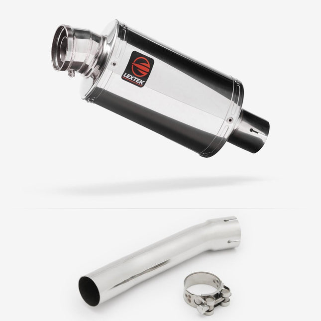 Lextek Polished Stainless Steel OP4 200mm Exhaust with Link Pipe for Suzuki SV650 (99-02)