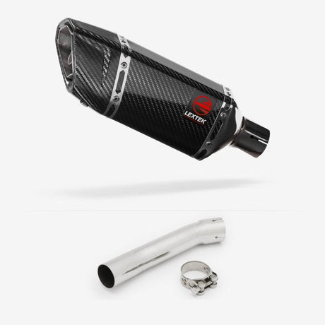 Lextek SP11C Gloss Carbon Fibre Exhaust 200mm with Link Pipe for Suzuki SV650 (99-02)