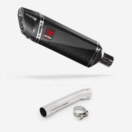 Lextek SP9C Gloss Carbon Fibre Exhaust 300mm with Link Pipe for Suzuki SV650 (99-02)