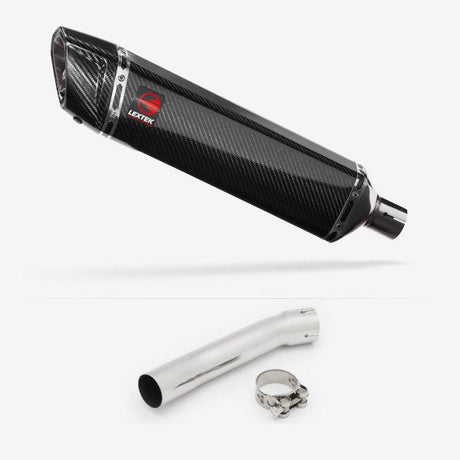 Lextek SP7C Gloss Carbon Fibre Exhaust 400mm with Link Pipe for Suzuki SV650 (99-02)