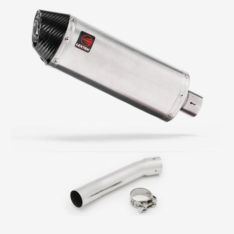 Lextek RP2 Gloss S/Steel Oval Exhaust 300mm with Link Pipe for Suzuki SV650 (99-02)