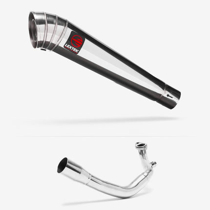 Lextek Polished Stainless Steel MP4 300mm Exhaust System for Lexmoto Chieftain / Apollo