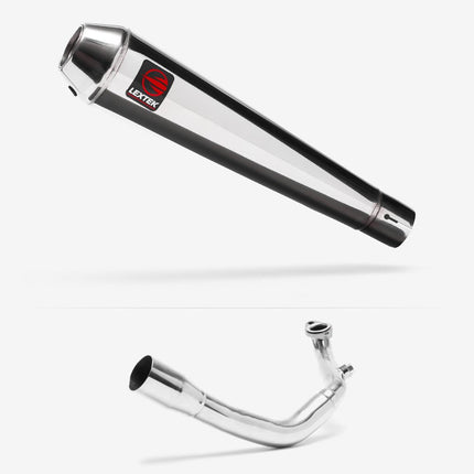 Lextek Polished Stainless Steel AC1 350mm Exhaust System for Lexmoto Chieftain / Apollo