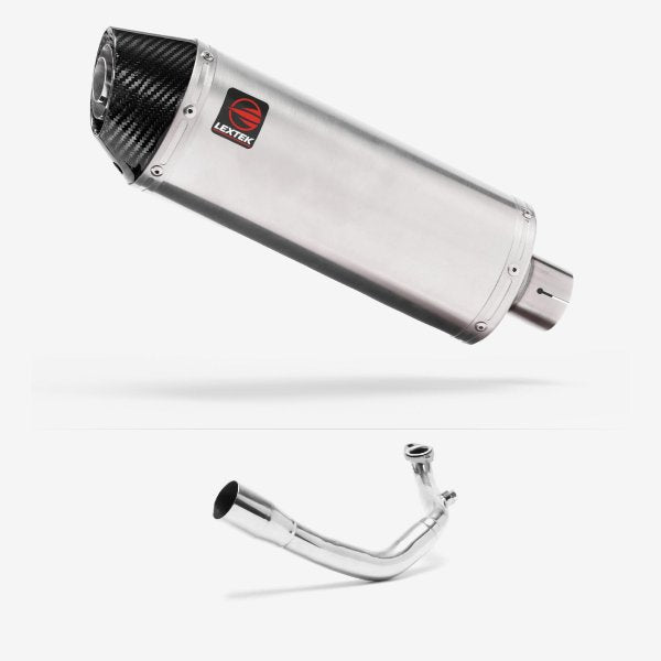 Lextek RP2 Gloss S/Steel Oval Exhaust System 300mm for Lexmoto Chieftain / Apollo
