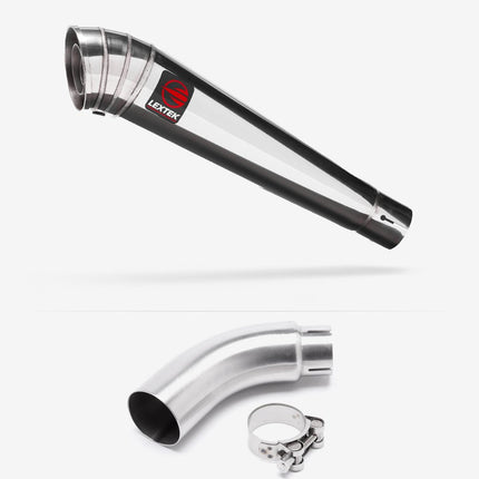 Lextek Polished Stainless Steel MP4 300mm Exhaust with Link Pipe for Yamaha MT-03 (16-22)
