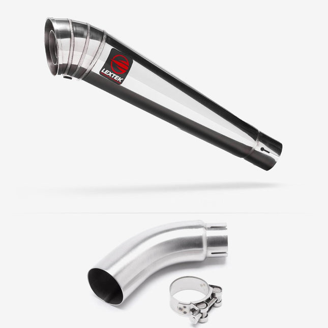 Lextek Polished Stainless Steel MP4 300mm Exhaust with Link Pipe for Yamaha MT-03 (16-22)