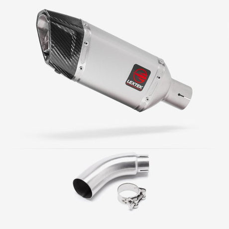 Lextek SP5 Matt Stainless Steel Exhaust 200mm with Link Pipe for Yamaha MT-03 (16-22)