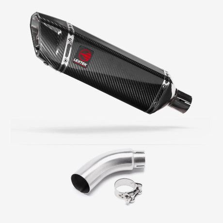 Lextek SP9C Gloss Carbon Fibre Exhaust 300mm with Link Pipe for Yamaha MT-03 (16-22)