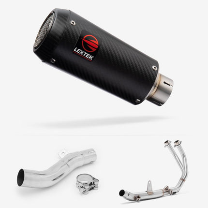 Lextek Carbon Fibre CP9C 180mm Exhaust System for Honda CB500X (17-22) & CB500F (16-22)