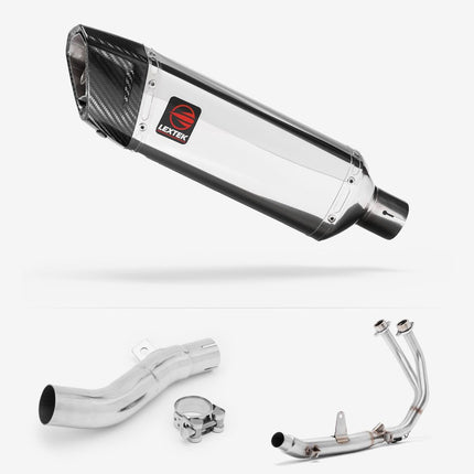 Lextek Polished Stainless Steel SP4 300mm Exhaust System for Honda CB500X (17-22) & CB500F (16-22)